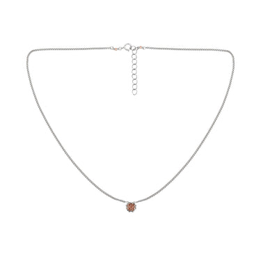 Collar Diamantes 1 Cuadrado Plata Corto Rosa